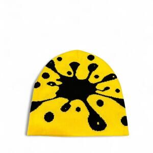 Y2K Splash Yellow & Black Beanie